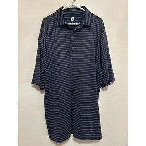 FootJoy Mens Size XXL Golf Dri-Fit Polo Gray Striped Short Sleeve Shirt Outdoors